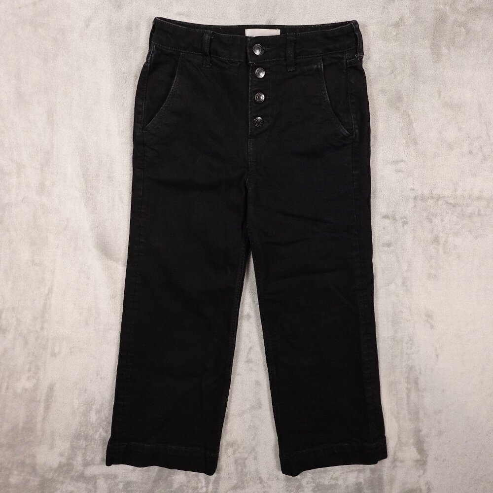 Everlane The Wide Leg Jean Black Ankle Crop Size 27 Black Denim 25" Inseam